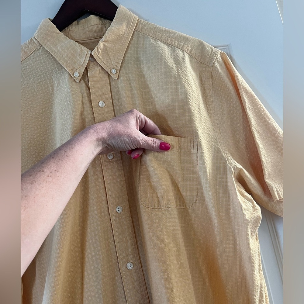 Eddie Bauer Light Yellow Short Sleeve Cotton Dress Shirt Men’s XL - Picture 5 of 14